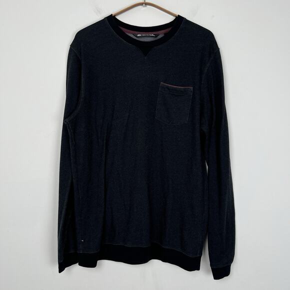 Travis Mathew Crewneck Sweater Mens Size M Heathered Black Pullover Pocket - Picture 8 of 10